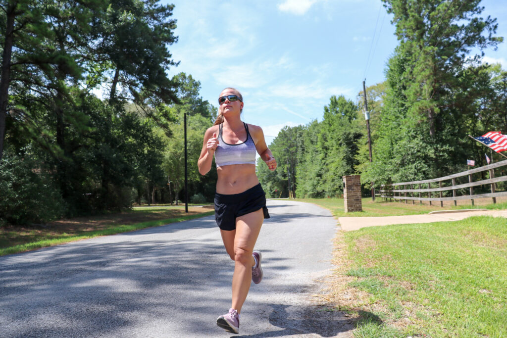 Dr. Basu patient Megan Gilbert running outside during the COVID-19 pandemic