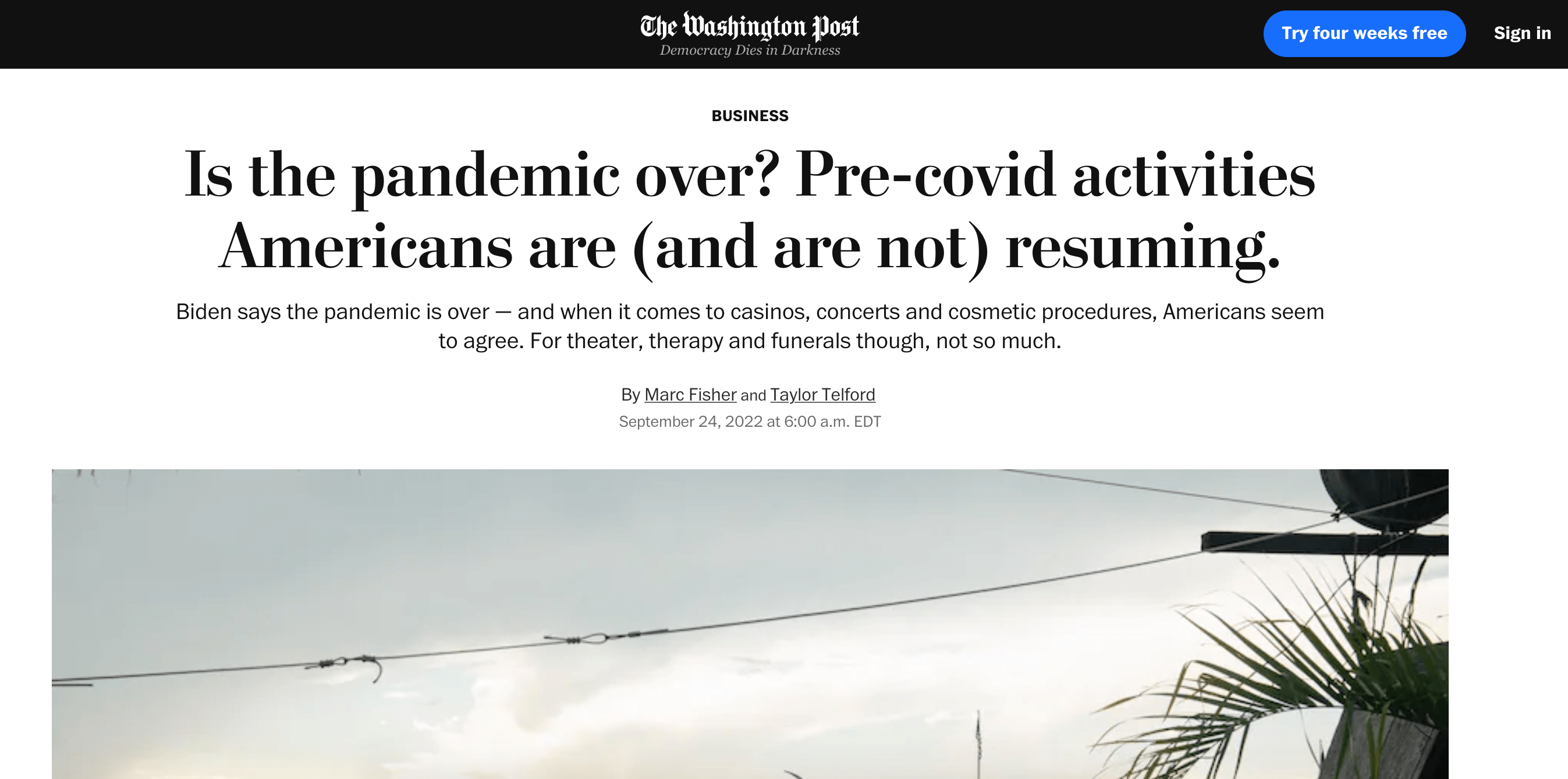 The Washington Post September 2022 - Is the pandemic over?